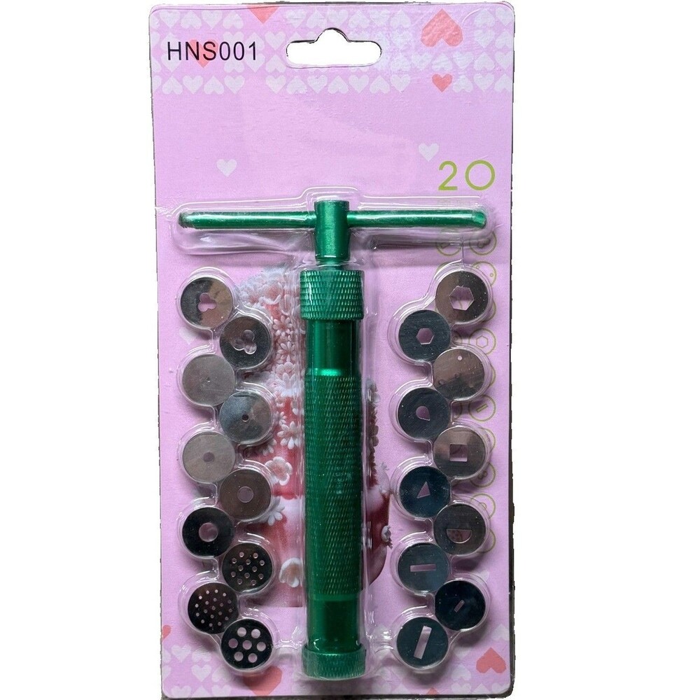 Sugar Paste Extruder Tool 20 Discs Fondant Cake Decorating Sugarcraft Green